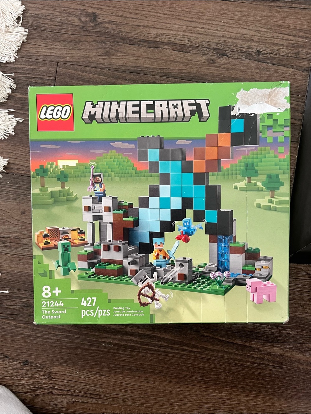 LEGO Minecraft Blue Black Pixel Sword Outpost Building Set